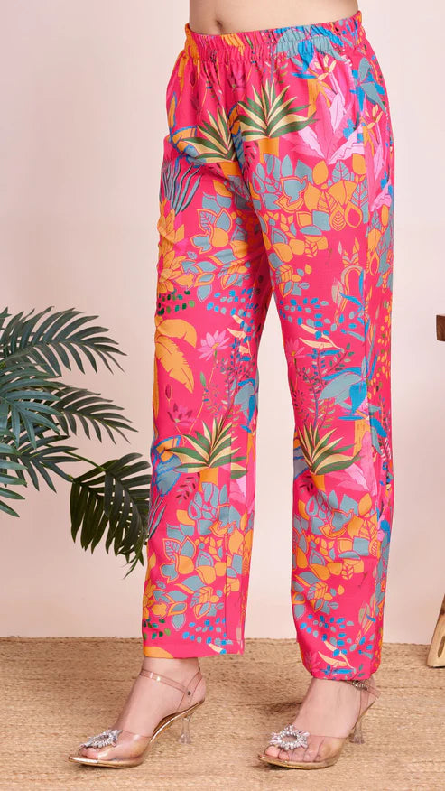 Rayon Slub summer special pink co-ord set