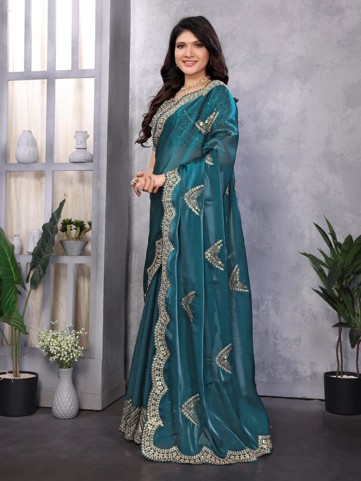 Dixz Fashion Perfect Saare- Chifforn Fabric - Embrodery Work