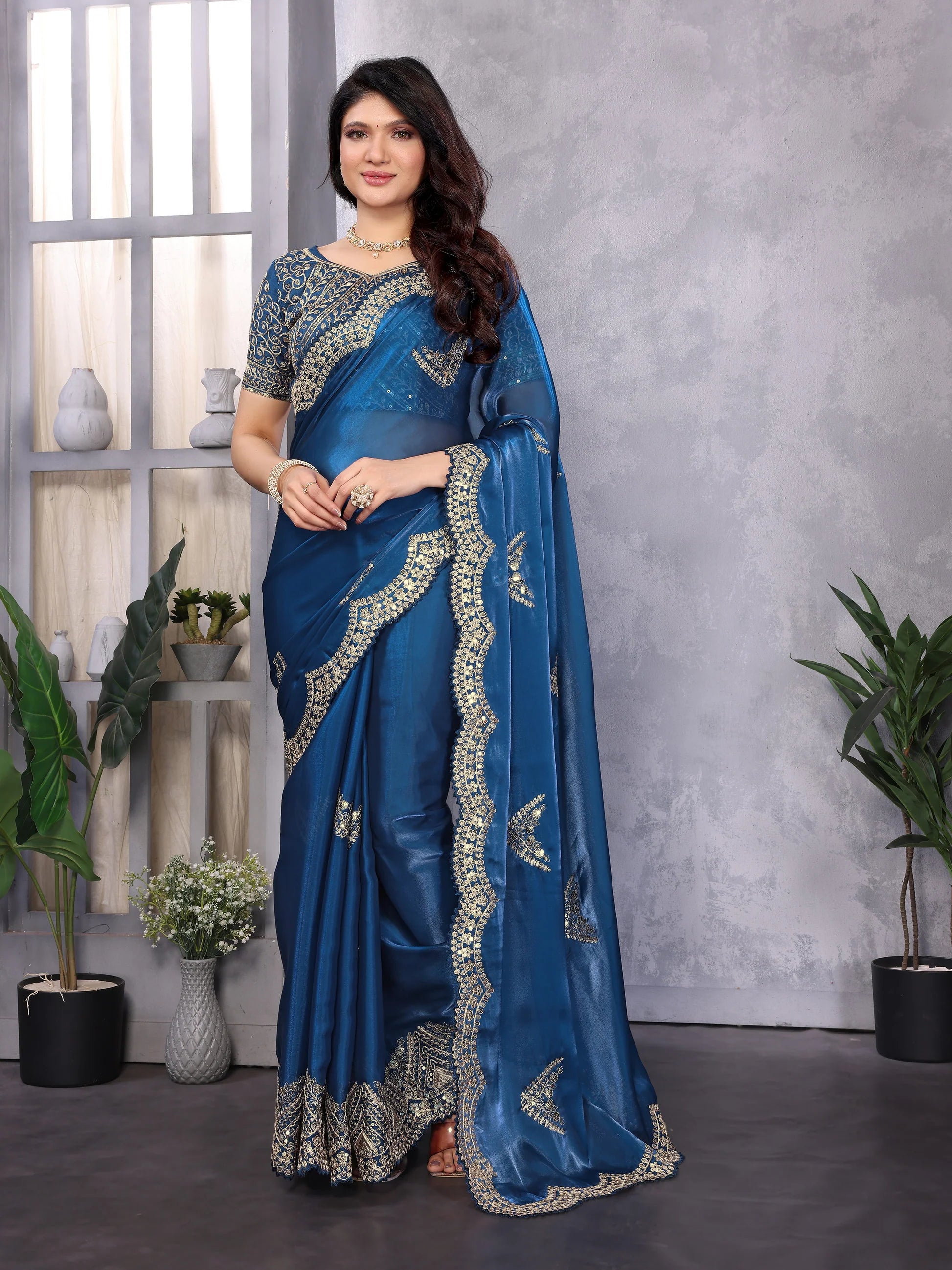 Dixz Fashion Perfect Saare- Chifforn Fabric - Embrodery Work