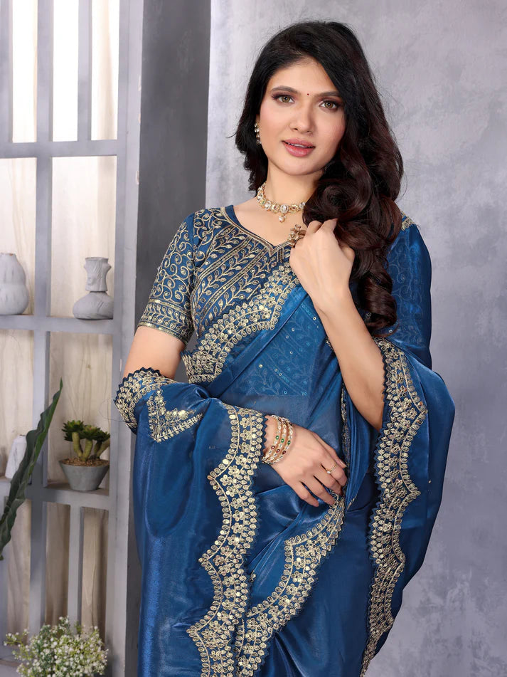 Dixz Fashion Perfect Saare- Chifforn Fabric - Embrodery Work