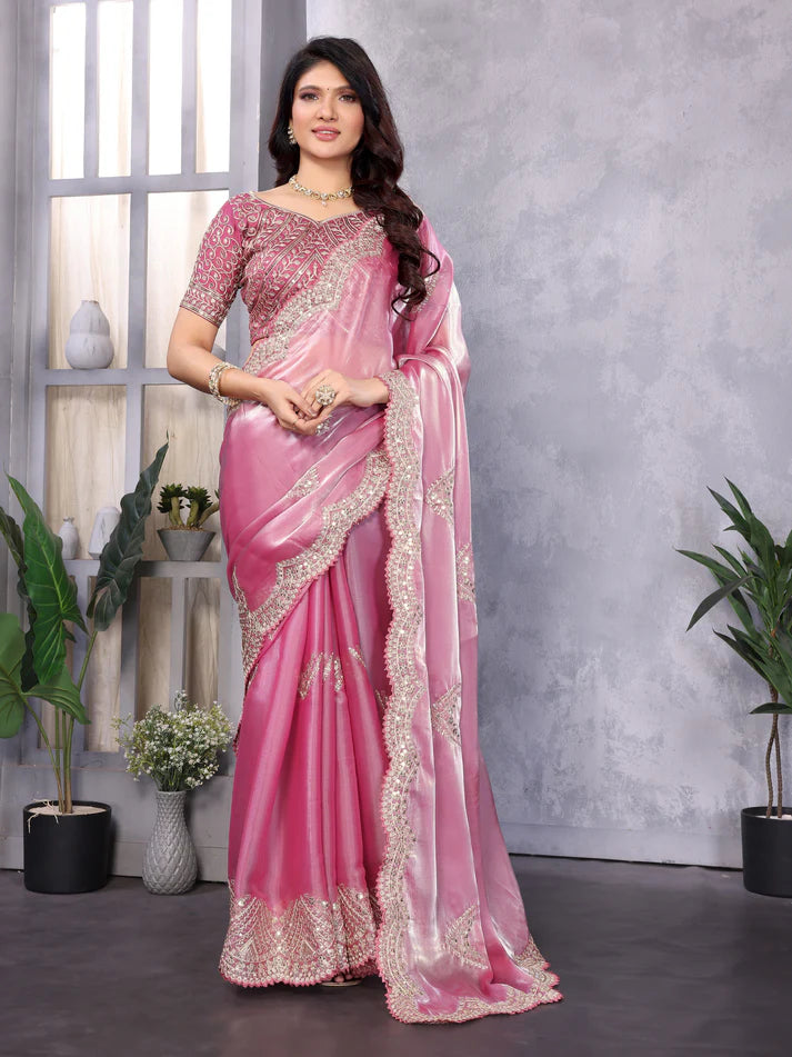Dixz Fashion Perfect Saare- Chifforn Fabric - Embrodery Work
