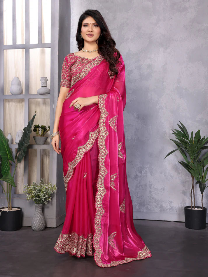 Dixz Fashion Perfect Saare- Chifforn Fabric - Embrodery Work