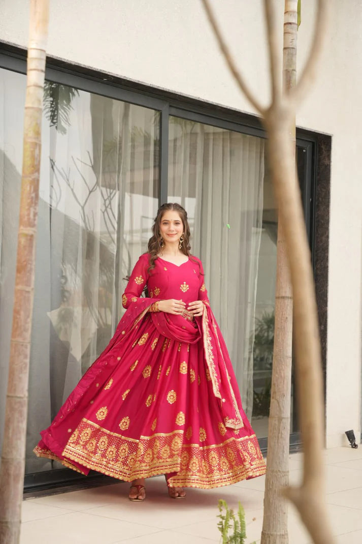 DIXZ FASHION GEORGETTE EMBROIDERY WORK GOWNGEORGETTE EMBROIDERY WORK GOWN