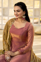 Dixz Fashion Timeless Elegance – Space Silk Gown with Zari Dupatta