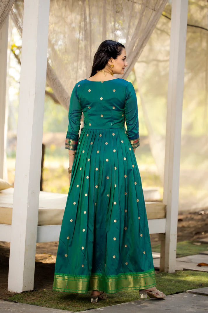Dixz Fashion Women 3/4 Sleeve Silk Ankle Ethnic Gown
