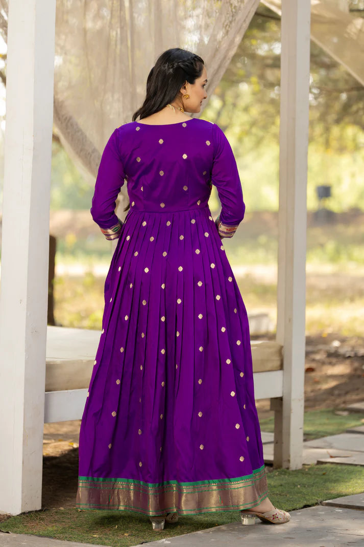 Dixz Fashion Women 3/4 Sleeve Silk Ankle Ethnic Gown