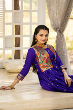 Dixz Fashion Women 3/4 Sleeve Silk Ankle Ethnic Gown