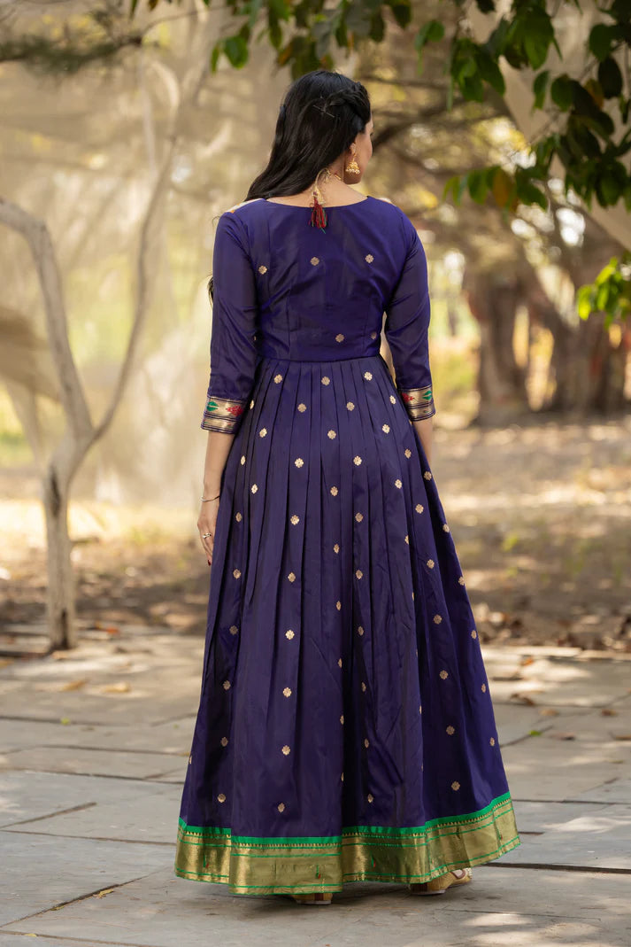 Dixz Fashion Women 3/4 Sleeve Silk Ankle Ethnic Gown