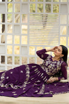 Dixz Fashion Designer Fox Georgette Gown Set with Heavy Sequin Thread Work (Fully Stitched)