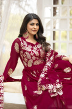 Dixz Fashion Designer Fox Georgette Gown Set with Heavy Sequin Thread Work (Fully Stitched)