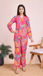 Rayon Slub summer special pink co-ord set