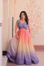 Dixz Fashion Gold Crush Padding With Beads Embroidered Work gown