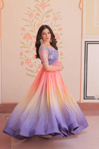 Dixz Fashion Gold Crush Padding With Beads Embroidered Work gown