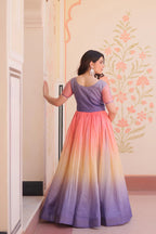 Dixz Fashion Gold Crush Padding With Beads Embroidered Work gown