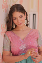 Dixz Fashion Gold Crush Padding With Beads Embroidered Work gown