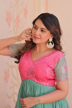 Dixz Fashion Gold Crush Padding With Beads Embroidered Work gown