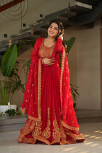 Dixz Fashion Faux Blooming with Embroidery Zari Sequins-work GownDixz F