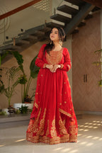 Dixz Fashion Faux Blooming with Embroidery Zari Sequins-work GownDixz F