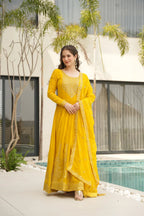 Dixz Fashion Faux Blooming with Embroidery Zari Sequins-work GownDixz F