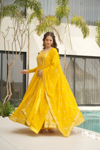 Dixz Fashion Faux Blooming with Embroidery Zari Sequins-work GownDixz F