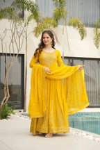Dixz Fashion Faux Blooming with Embroidery Zari Sequins-work GownDixz F
