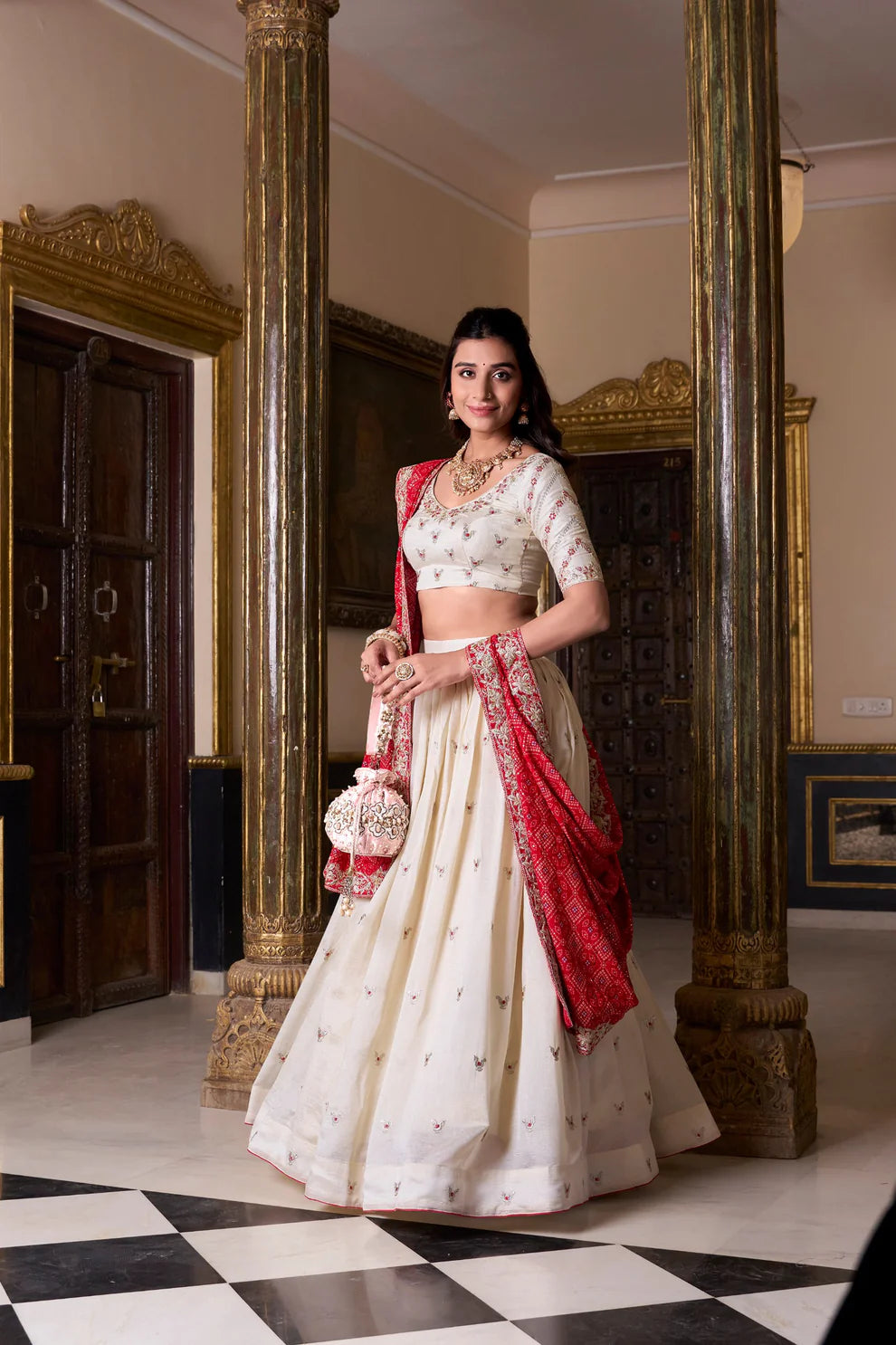 Dixz Fashion Tradition Meets Trend: Vichitra Silk Lehenga with Exquisite Sequins and Thread Embroidery Choli