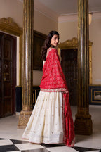Dixz Fashion Tradition Meets Trend: Vichitra Silk Lehenga with Exquisite Sequins and Thread Embroidery Choli