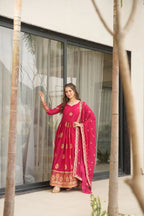 DIXZ FASHION GEORGETTE EMBROIDERY WORK GOWNGEORGETTE EMBROIDERY WORK GOWN