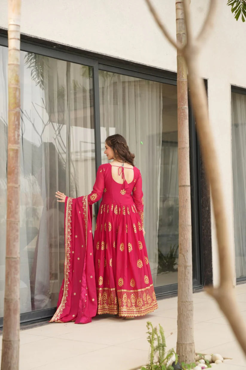 DIXZ FASHION GEORGETTE EMBROIDERY WORK GOWNGEORGETTE EMBROIDERY WORK GOWN
