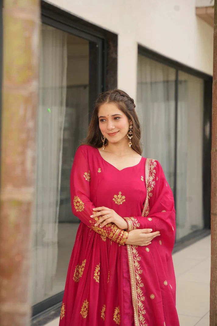 DIXZ FASHION GEORGETTE EMBROIDERY WORK GOWNGEORGETTE EMBROIDERY WORK GOWN
