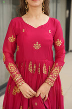 DIXZ FASHION GEORGETTE EMBROIDERY WORK GOWNGEORGETTE EMBROIDERY WORK GOWN