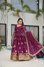DIXZ FASHION GEORGETTE EMBROIDERY WORK GOWNGEORGETTE EMBROIDERY WORK GOWN