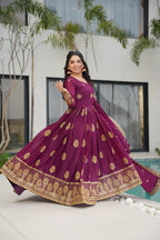 DIXZ FASHION GEORGETTE EMBROIDERY WORK GOWNGEORGETTE EMBROIDERY WORK GOWN