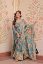 DIXZ FASHION EMBROIDERED RUSSION SILK GOWN WITH DUPATTA