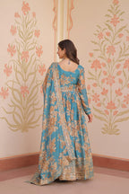 DIXZ FASHION EMBROIDERED RUSSION SILK GOWN WITH DUPATTA