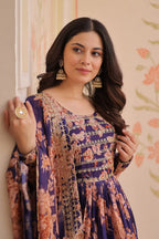 DIXZ FASHION EMBROIDERED RUSSION SILK GOWN WITH DUPATTA