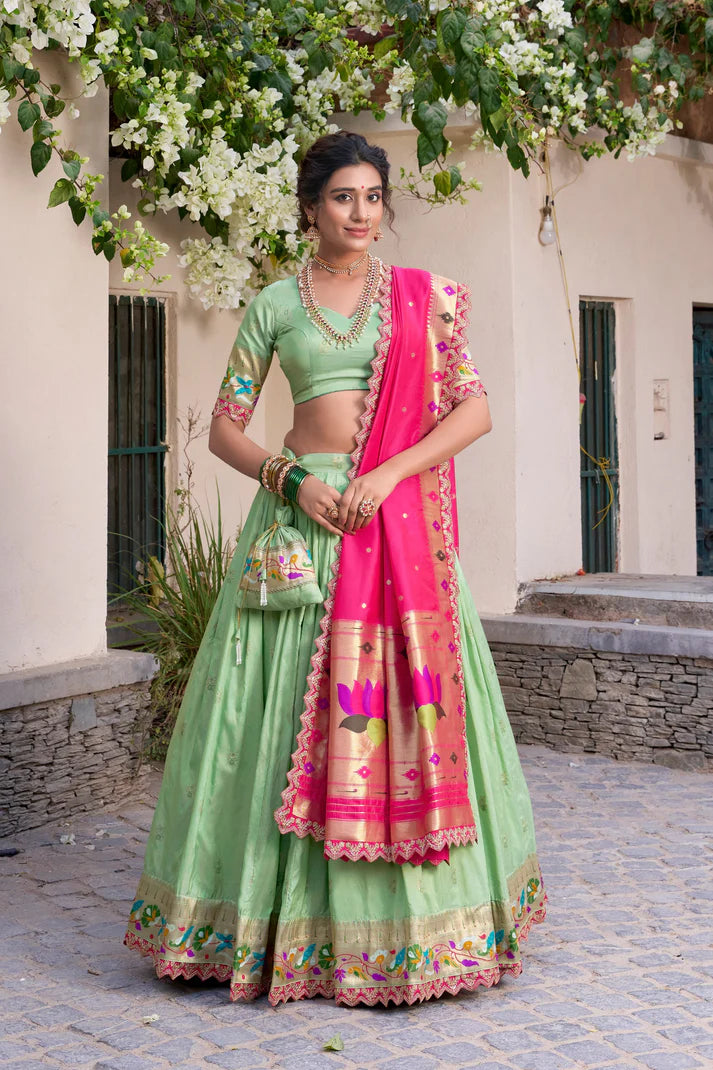 DIXZ FASHION JACQUARD SILK PAITHANI LEHENGA CHOLI