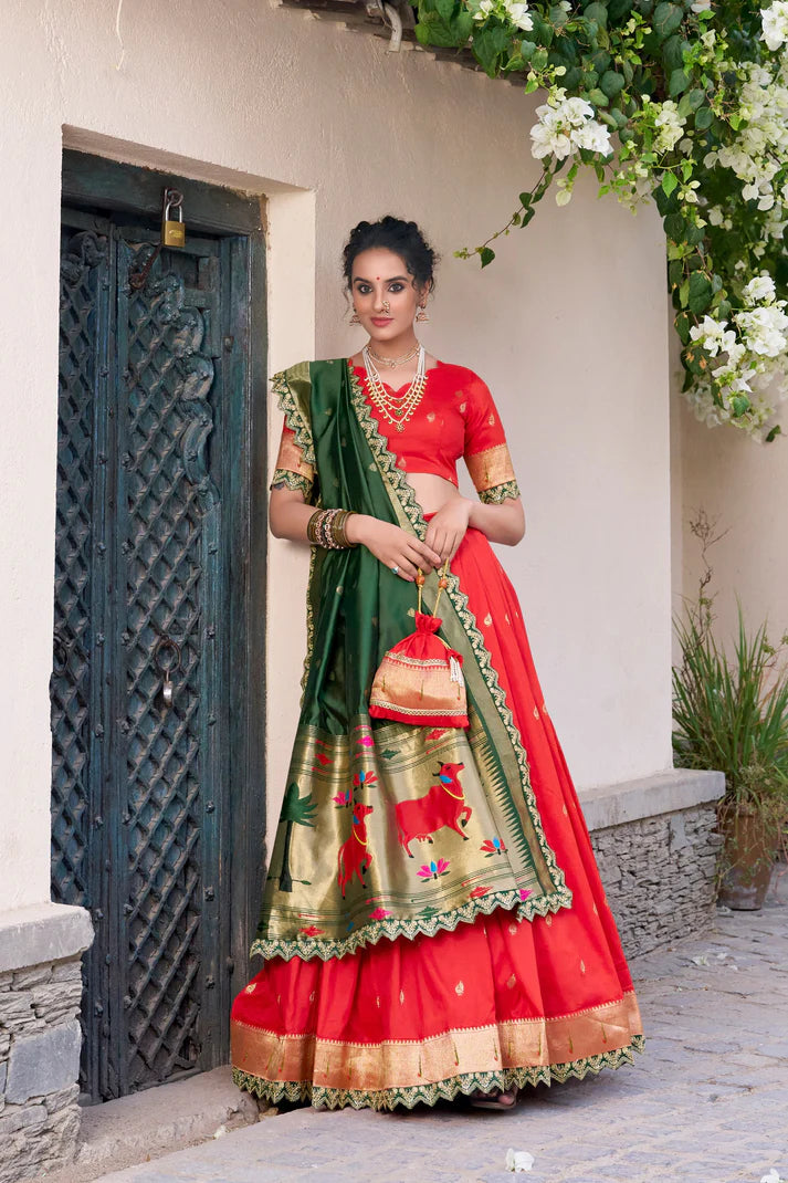 DIXZ FASHION JACQUARD SILK PAITHANI LEHENGA CHOLI