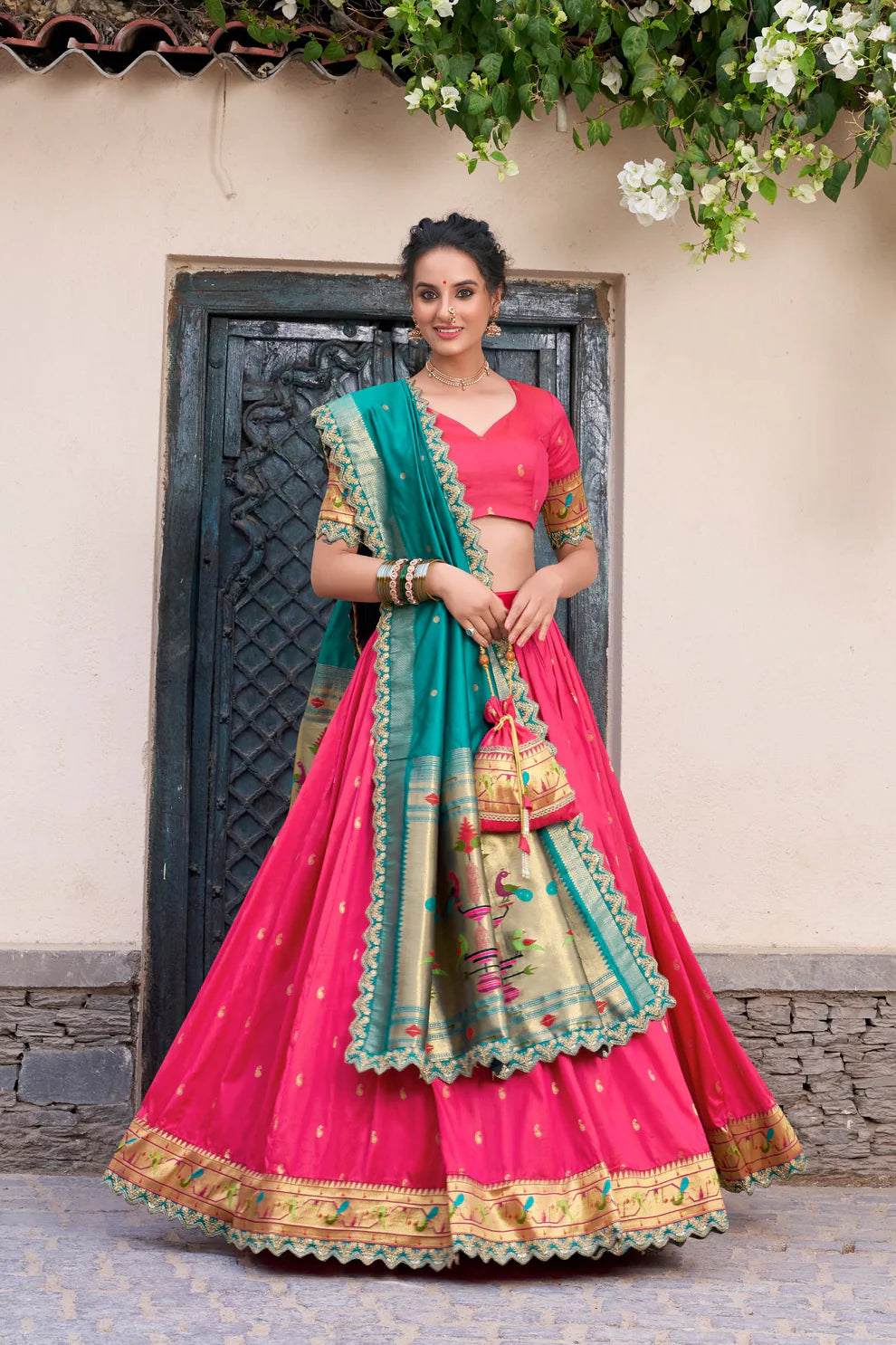 DIXZ FASHION JACQUARD SILK PAITHANI LEHENGA CHOLI