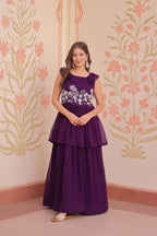 Dixz Fashion Faux Blooming With Beads Embroidered work gown