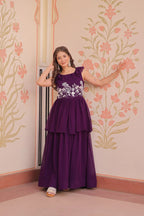 Dixz Fashion Faux Blooming With Beads Embroidered work gown