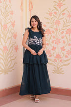 Dixz Fashion Faux Blooming With Beads Embroidered work gown