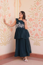 Dixz Fashion Faux Blooming With Beads Embroidered work gown
