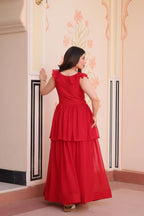 Dixz Fashion Faux Blooming With Beads Embroidered work gown