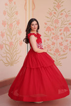Dixz Fashion Faux Blooming With Beads Embroidered work gown