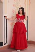 Dixz Fashion Faux Blooming With Beads Embroidered work gown