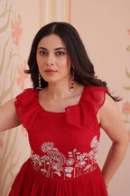Dixz Fashion Faux Blooming With Beads Embroidered work gown