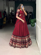 Dixz Fashion Pure Chanderi Plain With Zari Weaving Work Border Navaratri Lehenga Choli