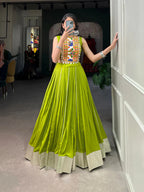 Dixz Fashion Rayon Lehenga Set with Gamthi Work Blouse & Gota Patti Detailing for Navaratri