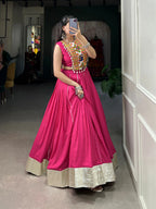 Dixz Fashion Rayon Lehenga Set with Gamthi Work Blouse & Gota Patti Detailing for Navaratri